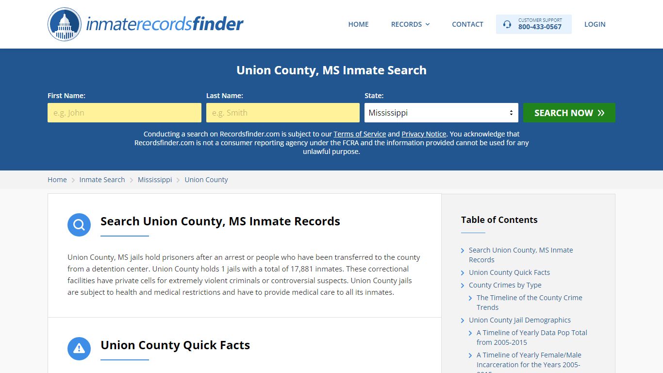 Union County, MS Inmate Lookup & Jail Records Online